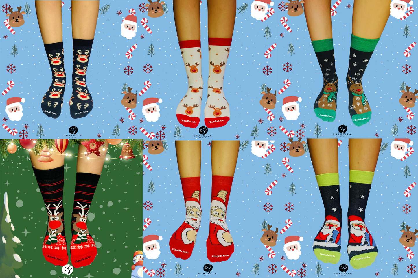 6'lı Kutulu Yılbaşı Çorap Set - Noel Christmas Yılbaşı Çorap Seti - Unisex 6’lı Yılbaşı Hediye Çorap Seti - Merry Christmas Socks Box