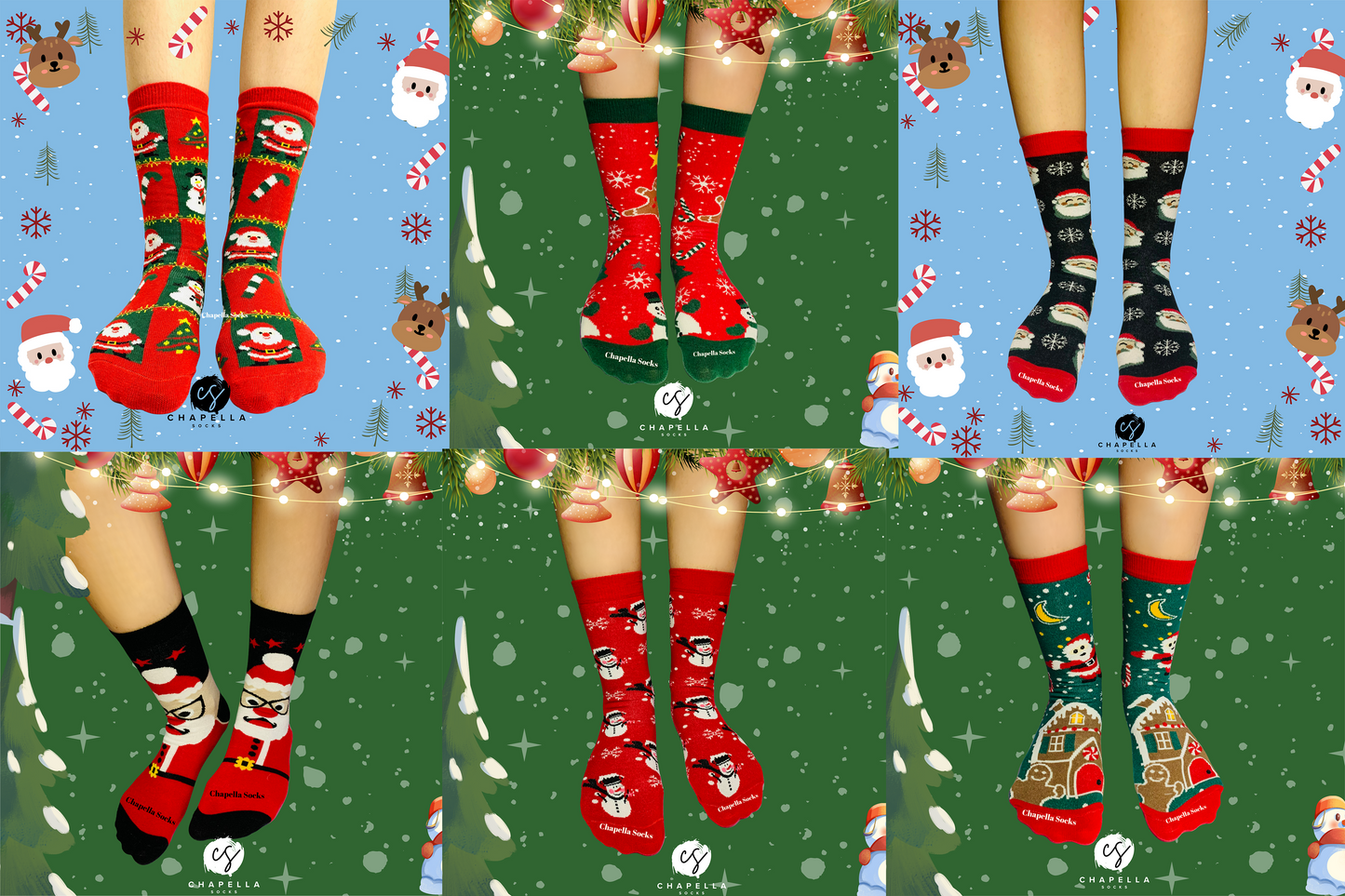 6'lı Kutulu Yılbaşı Çorap Set - Noel Christmas Yılbaşı Çorap Seti - Unisex 6’lı Yılbaşı Hediye Çorap Seti - Merry Christmas Socks Box
