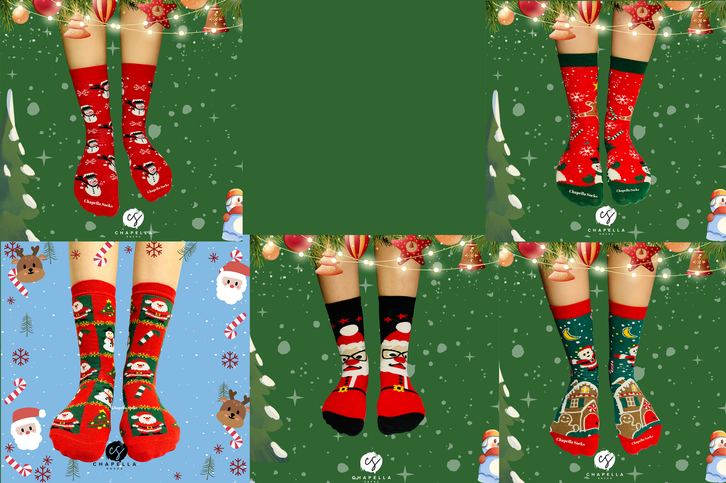 5'li Kutulu Yılbaşı Çorap Set - Noel Christmas Yılbaşı Çorap Seti - Unisex 5’li Yılbaşı Hediye Çorap Seti - Merry Christmas Socks Box