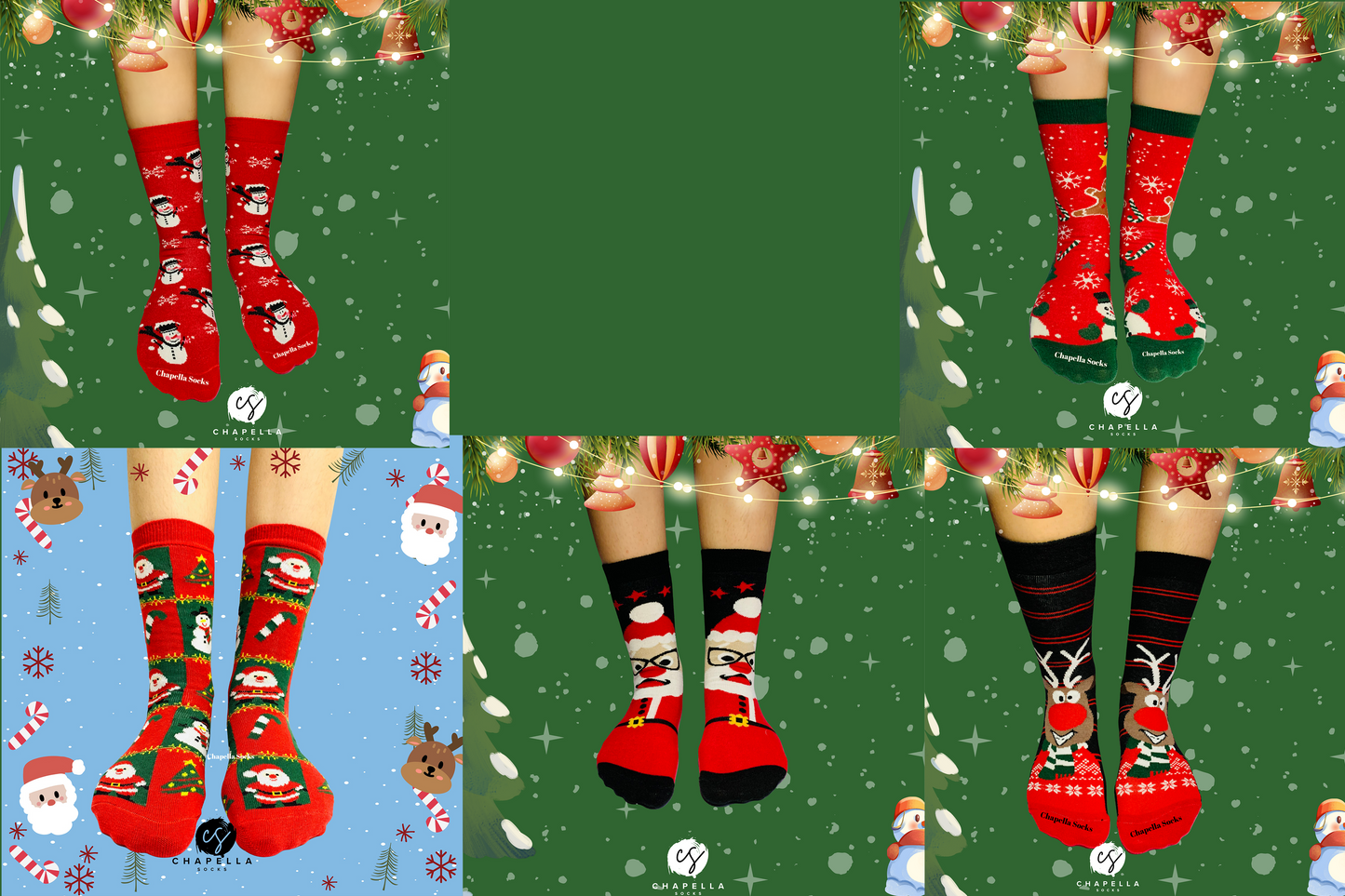 5'li Kutulu Yılbaşı Çorap Set - Noel Christmas Yılbaşı Çorap Seti - Unisex 5’li Yılbaşı Hediye Çorap Seti - Merry Christmas Socks Box