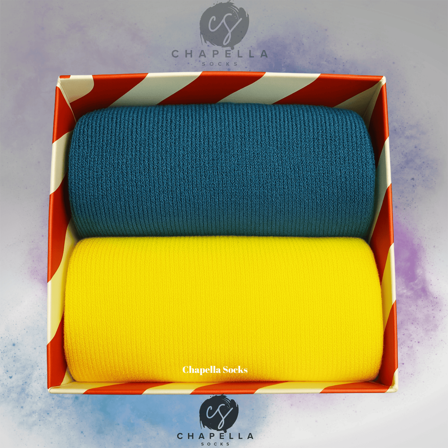 2-Pack Yellow and Blue Plain Colored Tennis Socks