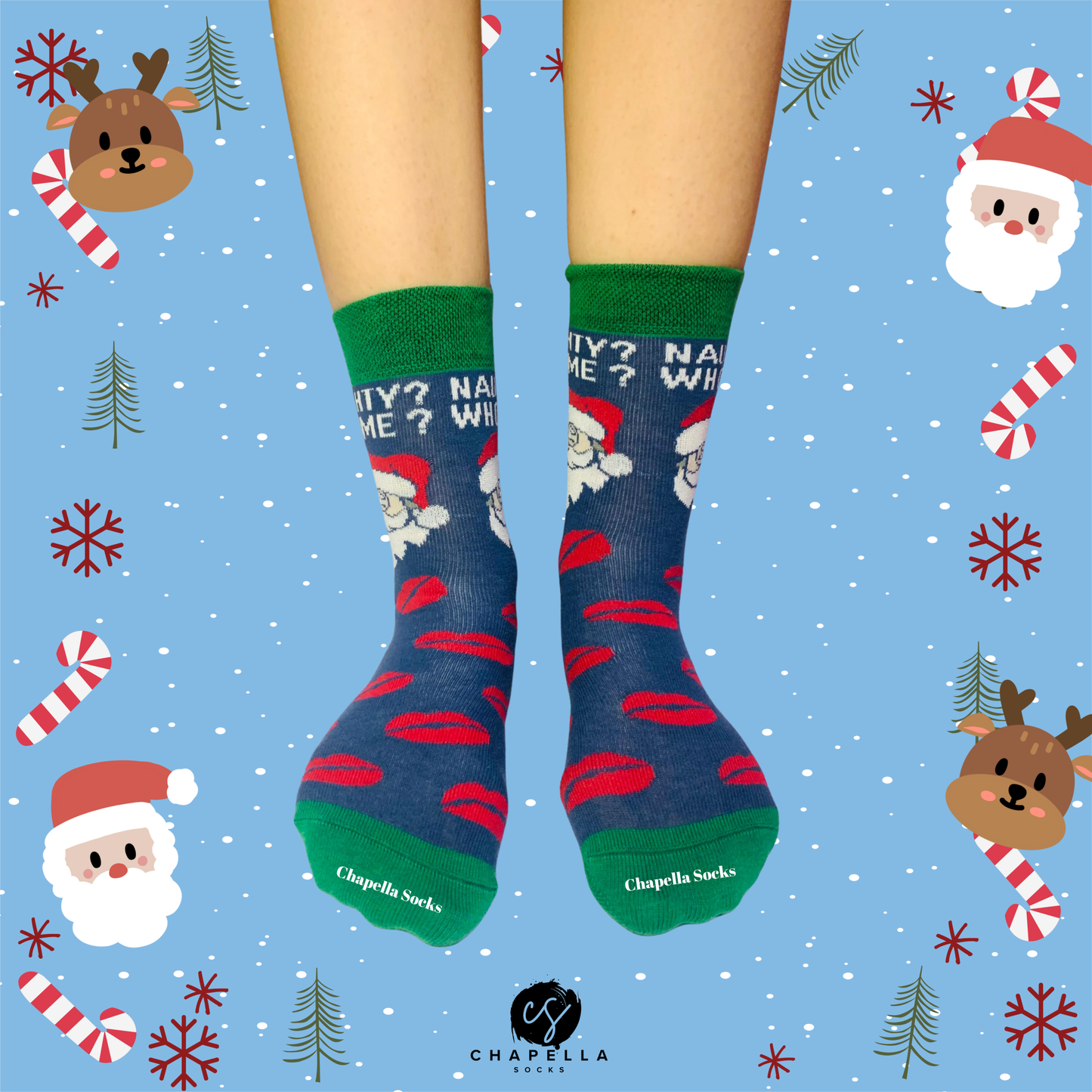 2'li Geyik Ve Noel Baba Noel Christmas Yılbaşı Çorap