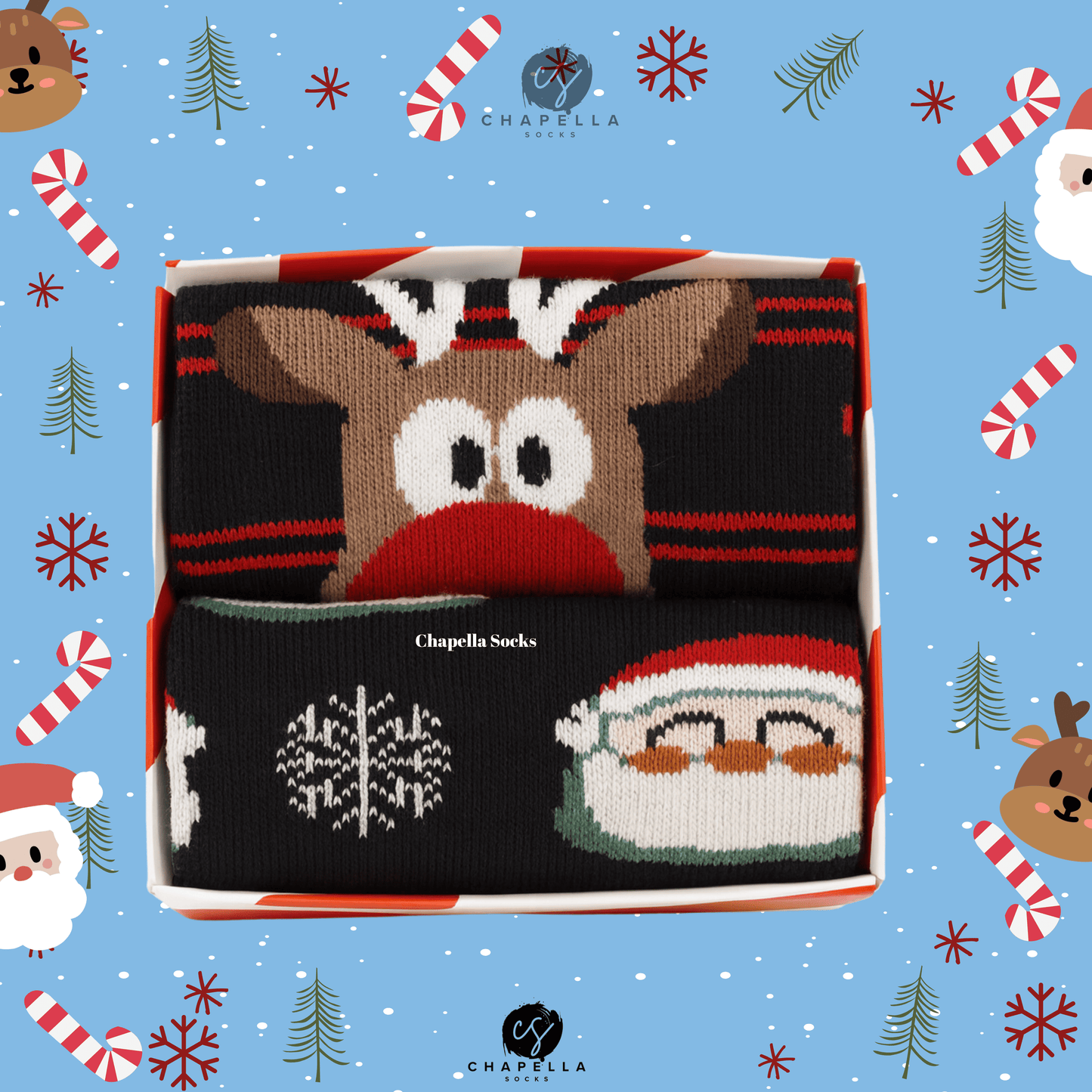 2'li Noel Baba ve Geyik Noel Christmas Yılbaşı Çorap