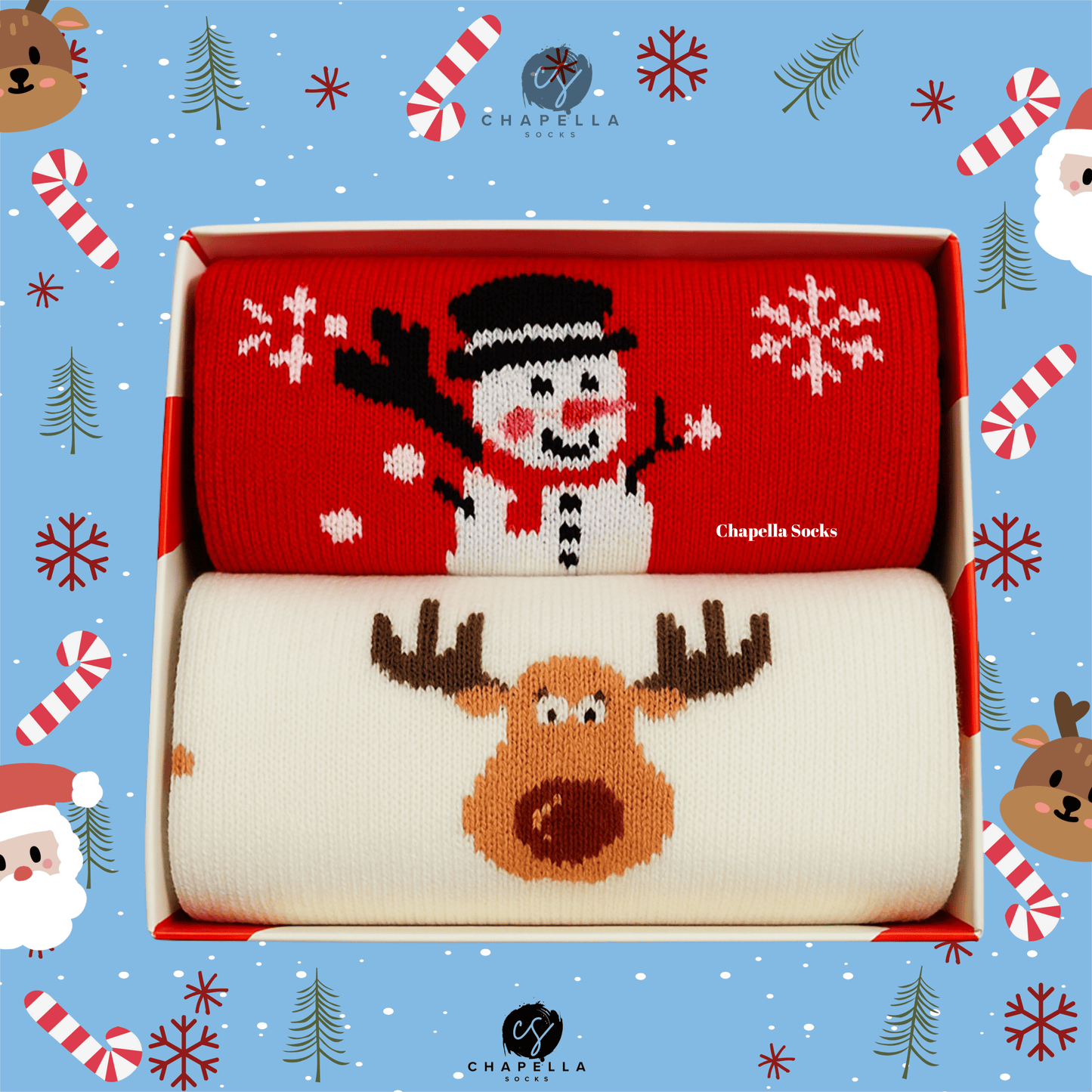 2'li Kardan Adam ve Geyik Noel Christmas Yılbaşı Çorap