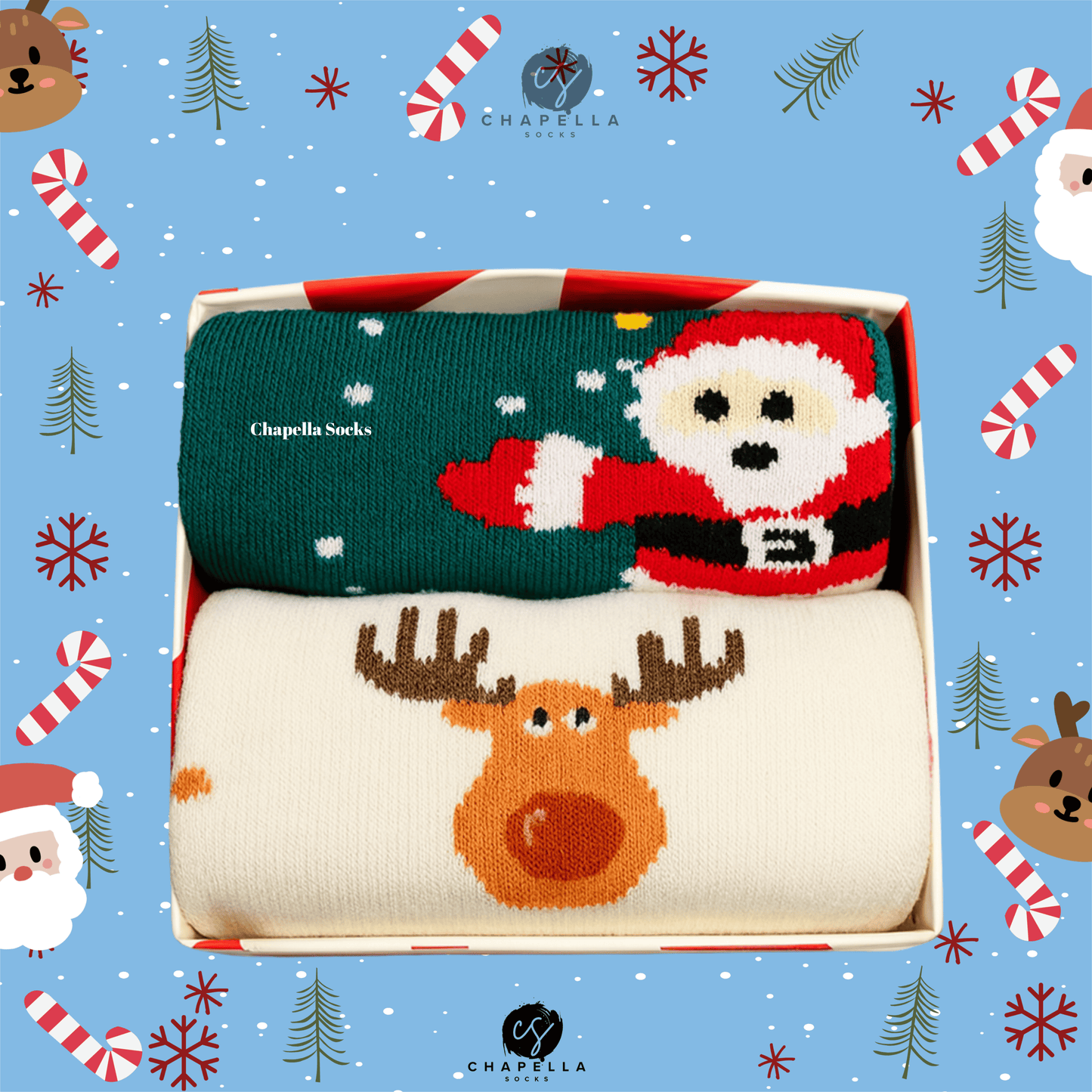 2'li Geyik ve Kurabiye Noel Christmas Yılbaşı Çorap