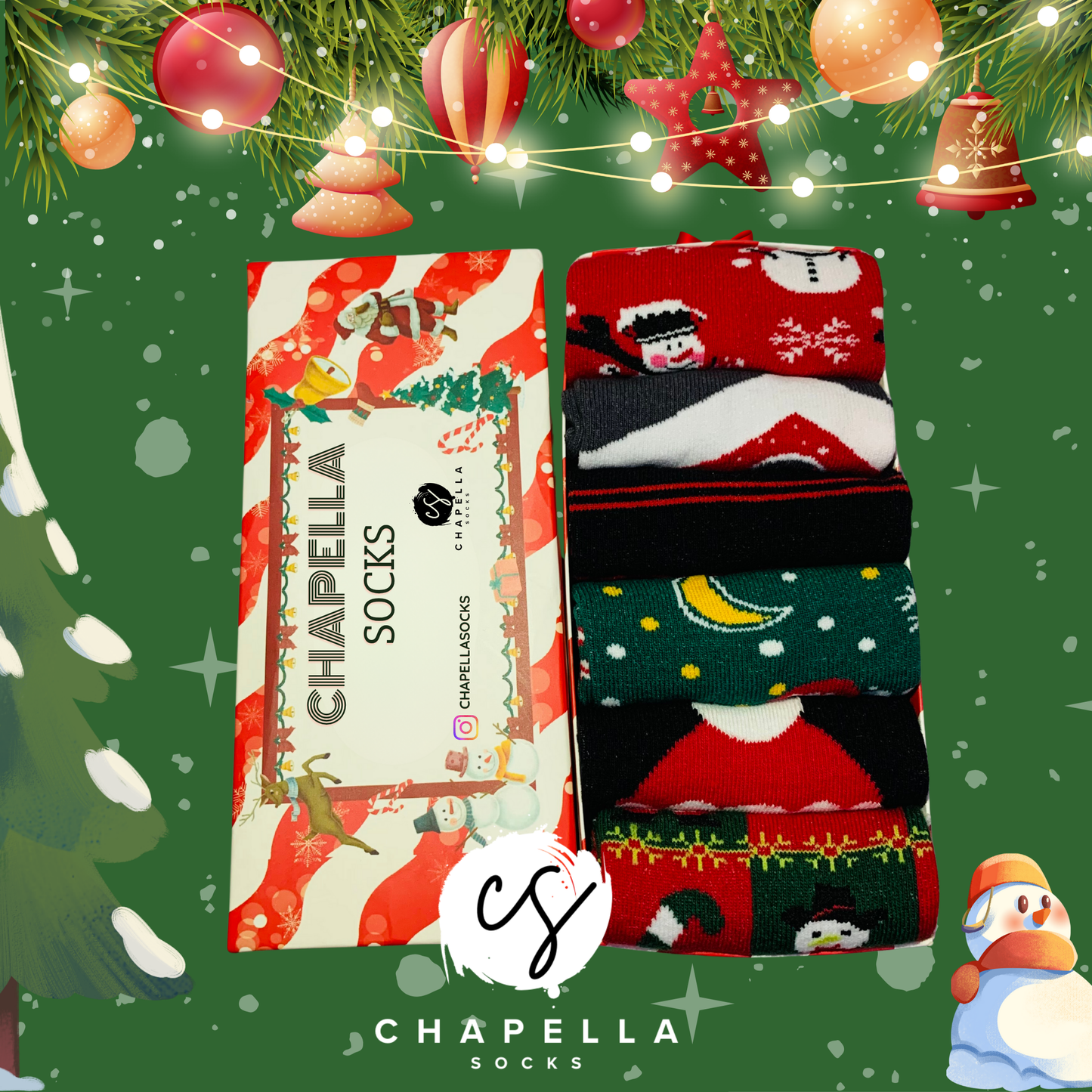 6'lı Kutulu Yılbaşı Çorap Set - Noel Christmas Yılbaşı Çorap Seti - Unisex 6’lı Yılbaşı Hediye Çorap Seti - Merry Christmas Socks Box