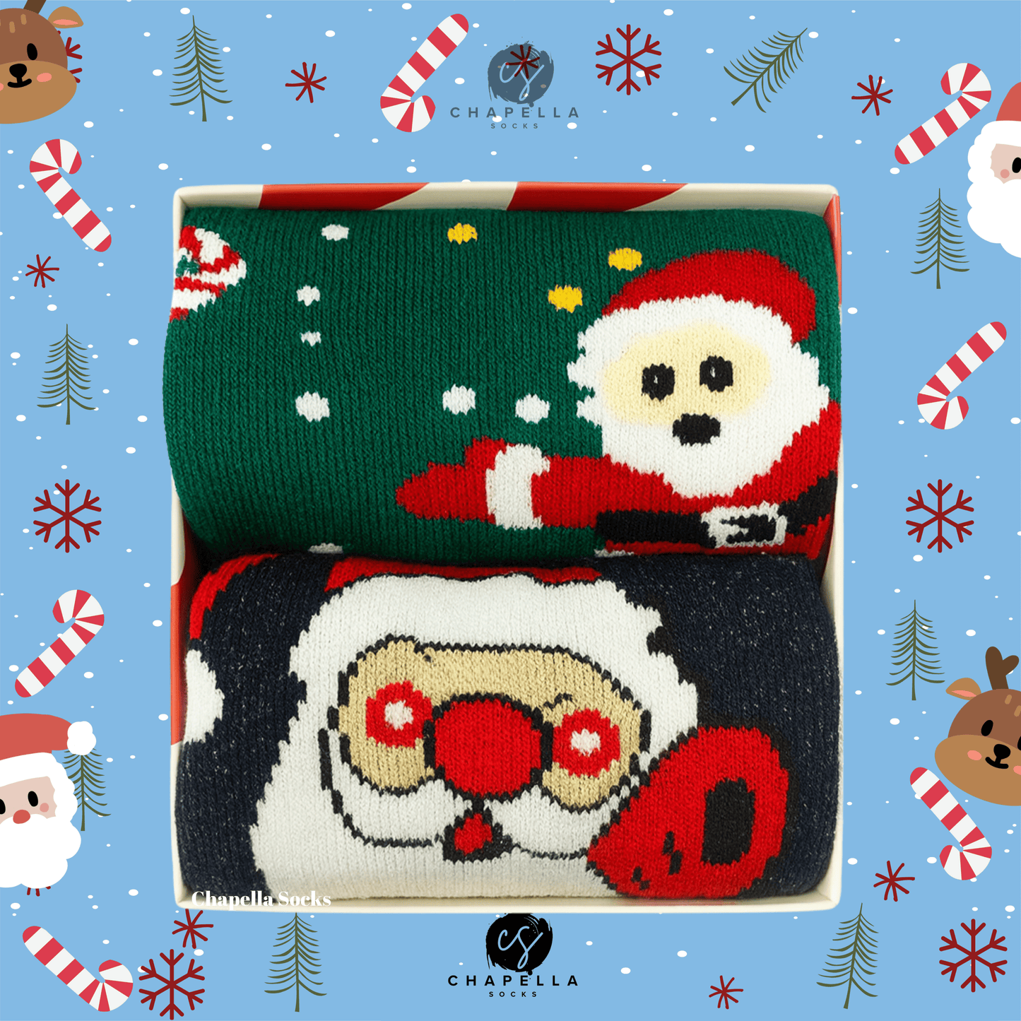 2-Pack Santa Claus and Ginger Christmas Socks