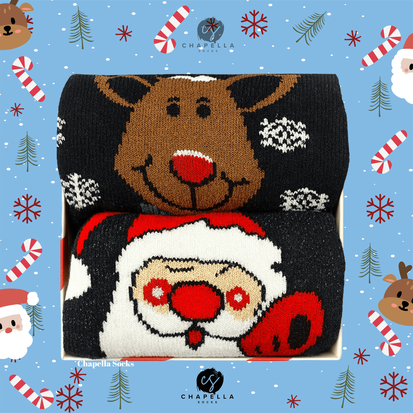 2'li Noel Baba ve Geyik Noel Christmas Yılbaşı Çorap