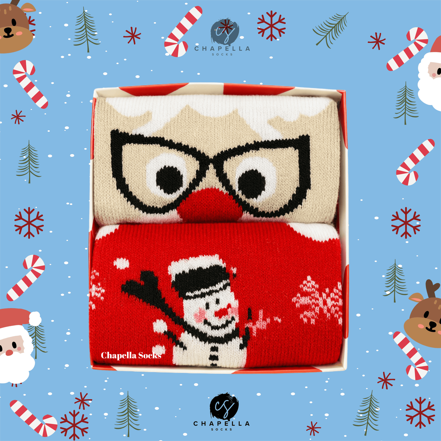 2-Pack Santa Claus and Snowman Christmas Socks