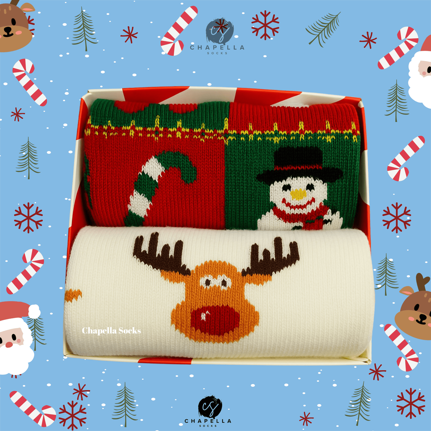 2'li Geyik ve Karışık Noel Christmas Yılbaşı Çorap