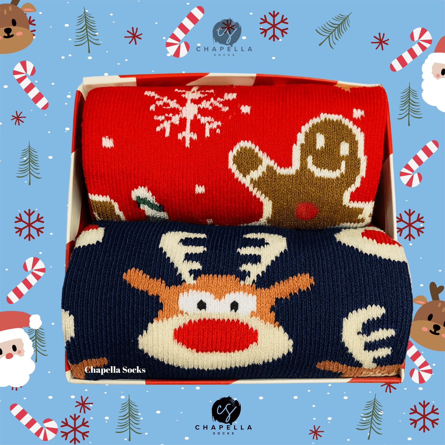 2'Li Geyik ve Kurabiye Noel Christmas Yılbaşı Çorap