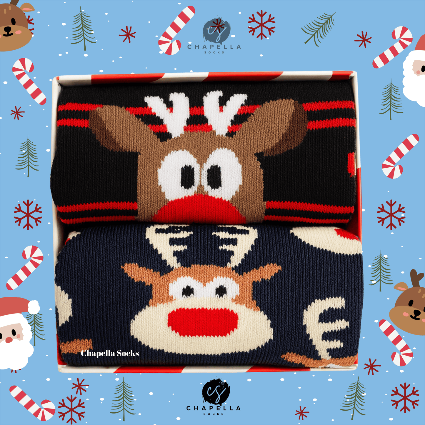 2'li Geyik ve Kurabiye Noel Christmas Yılbaşı Çorap