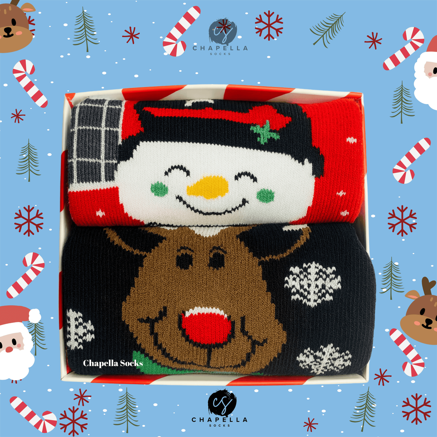 2'li Geyik ve Kardan Adam Noel Christmas Yılbaşı Çorap