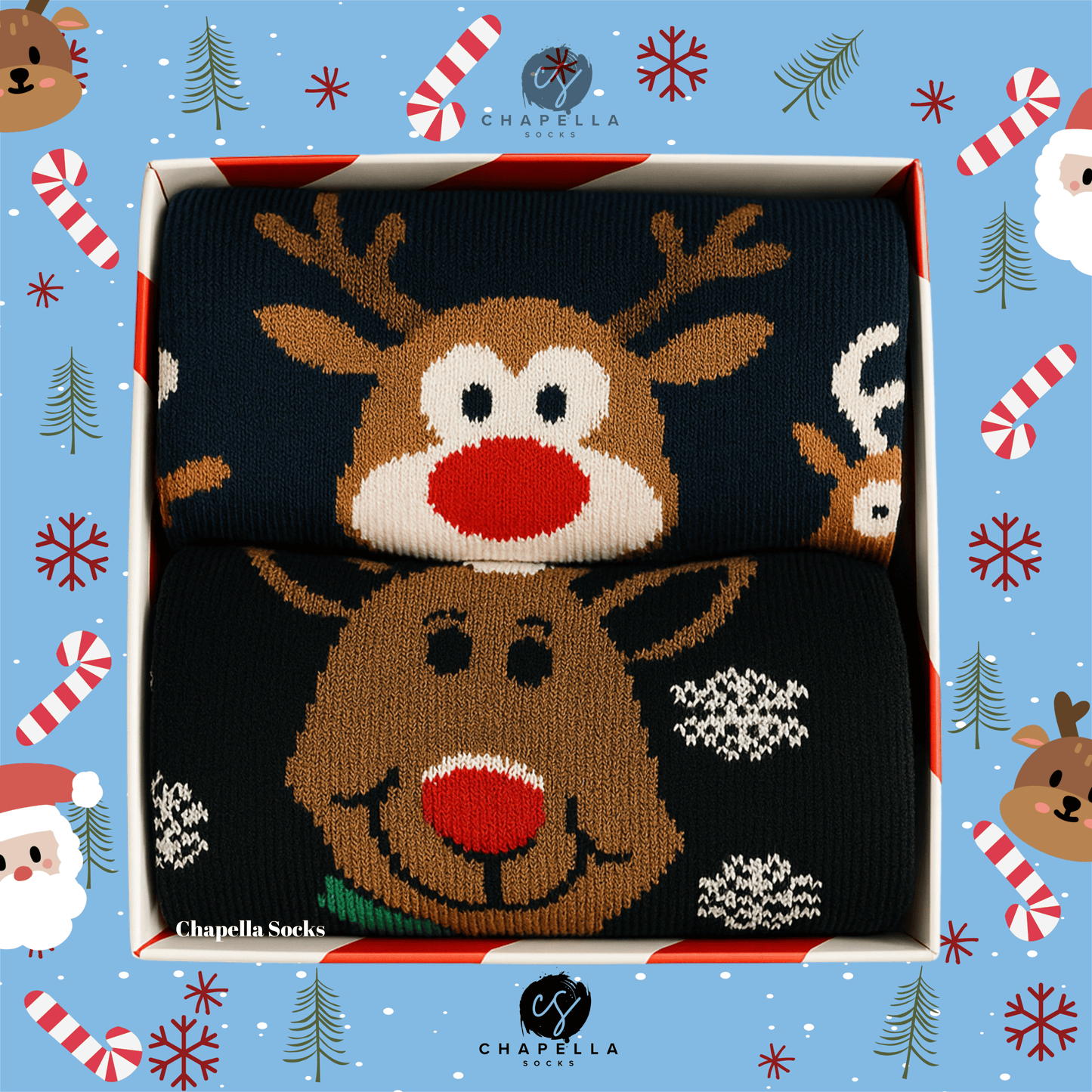 2'li Geyik Noel Christmas Yılbaşı Çorap