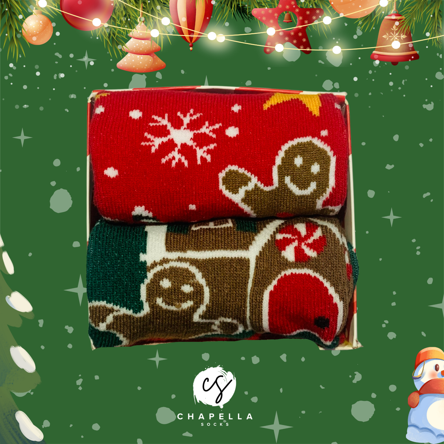 2'li Kurabiye ve Noel Ağaçı Desenli Noel Christmas Yılbaşı Çorap