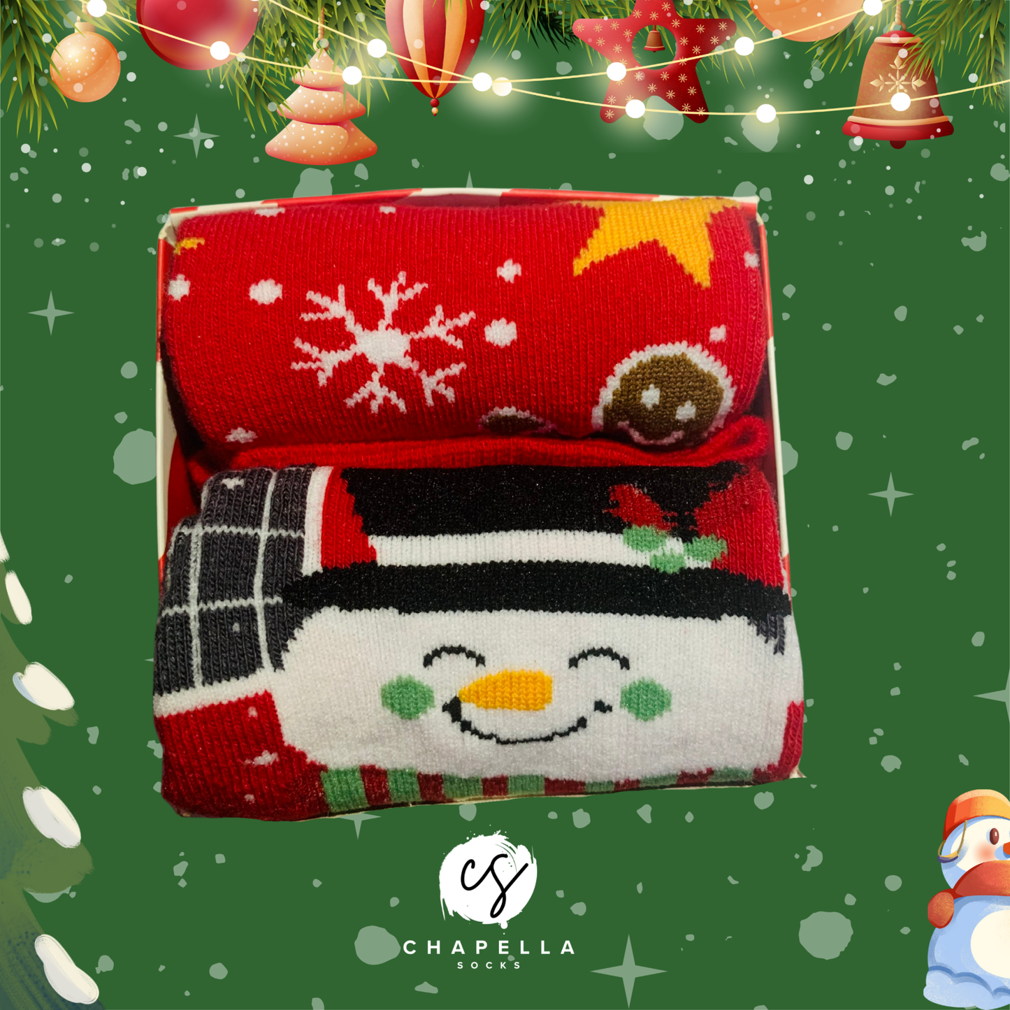 2'li Kurabiye ve Kardan Adam Desenli Noel Christmas Yılbaşı Çorap