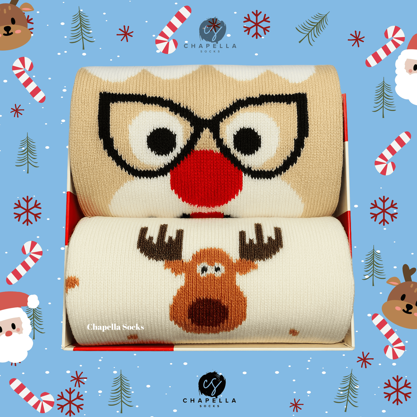 2'li Noel Baba Ve Geyik Noel Christmas Yılbaşı Çorap