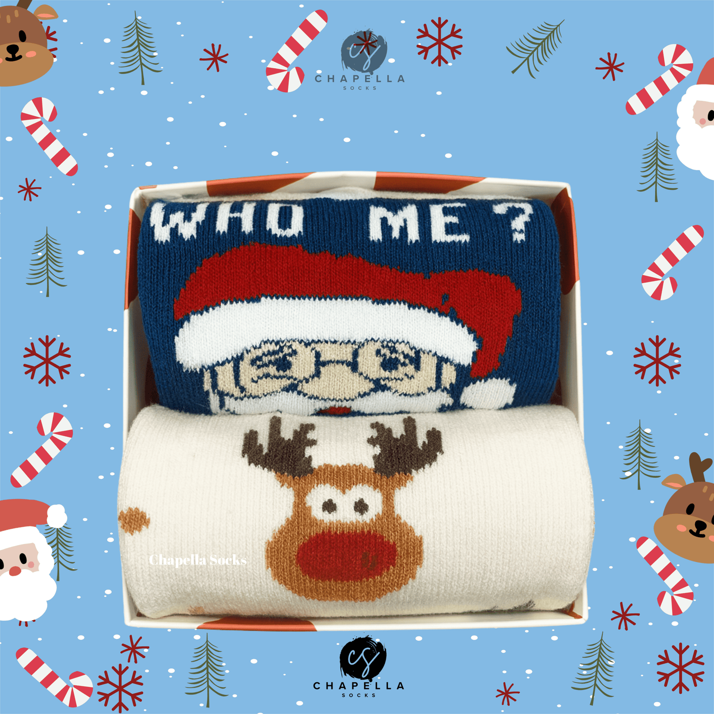 2'li Noel Baba Ve Geyik Noel Christmas Yılbaşı Çorap