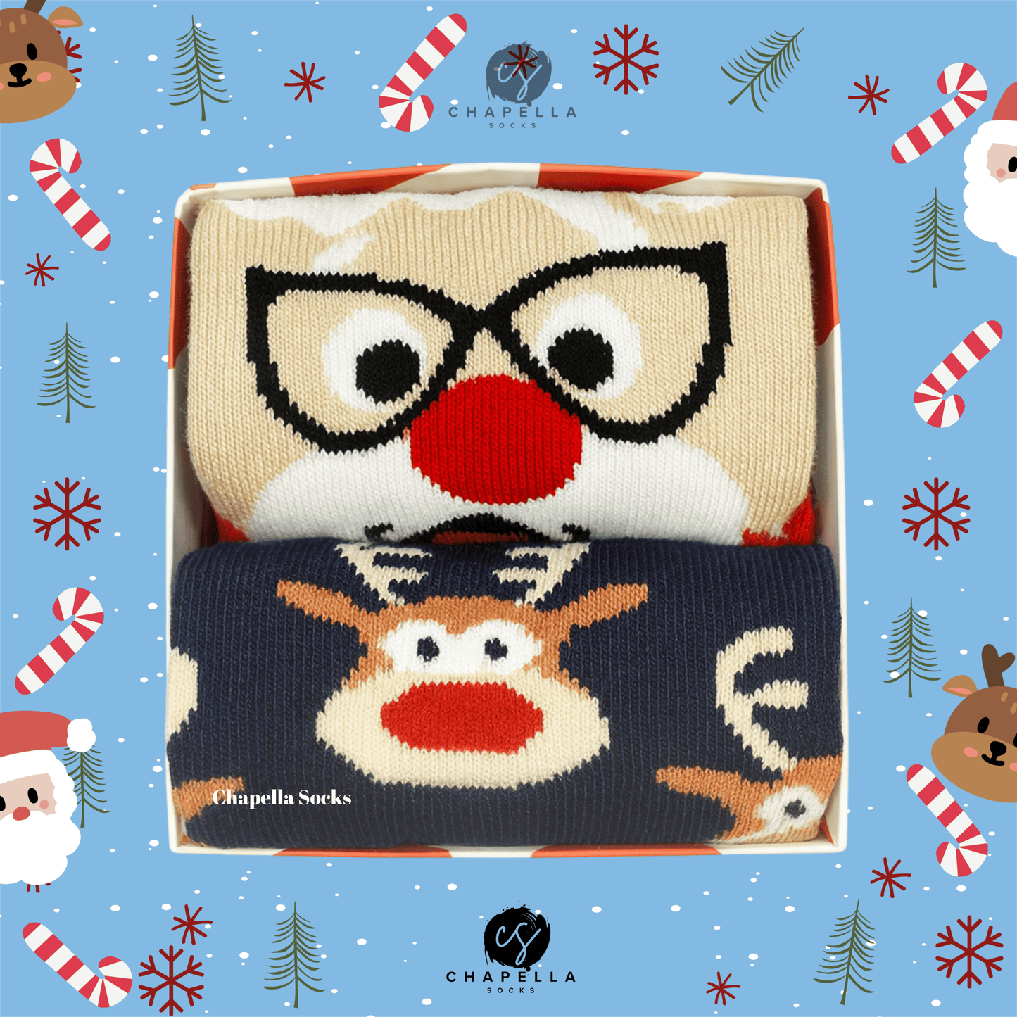 2'li Noel Baba Ve Geyik Noel Christmas Yılbaşı Çorap