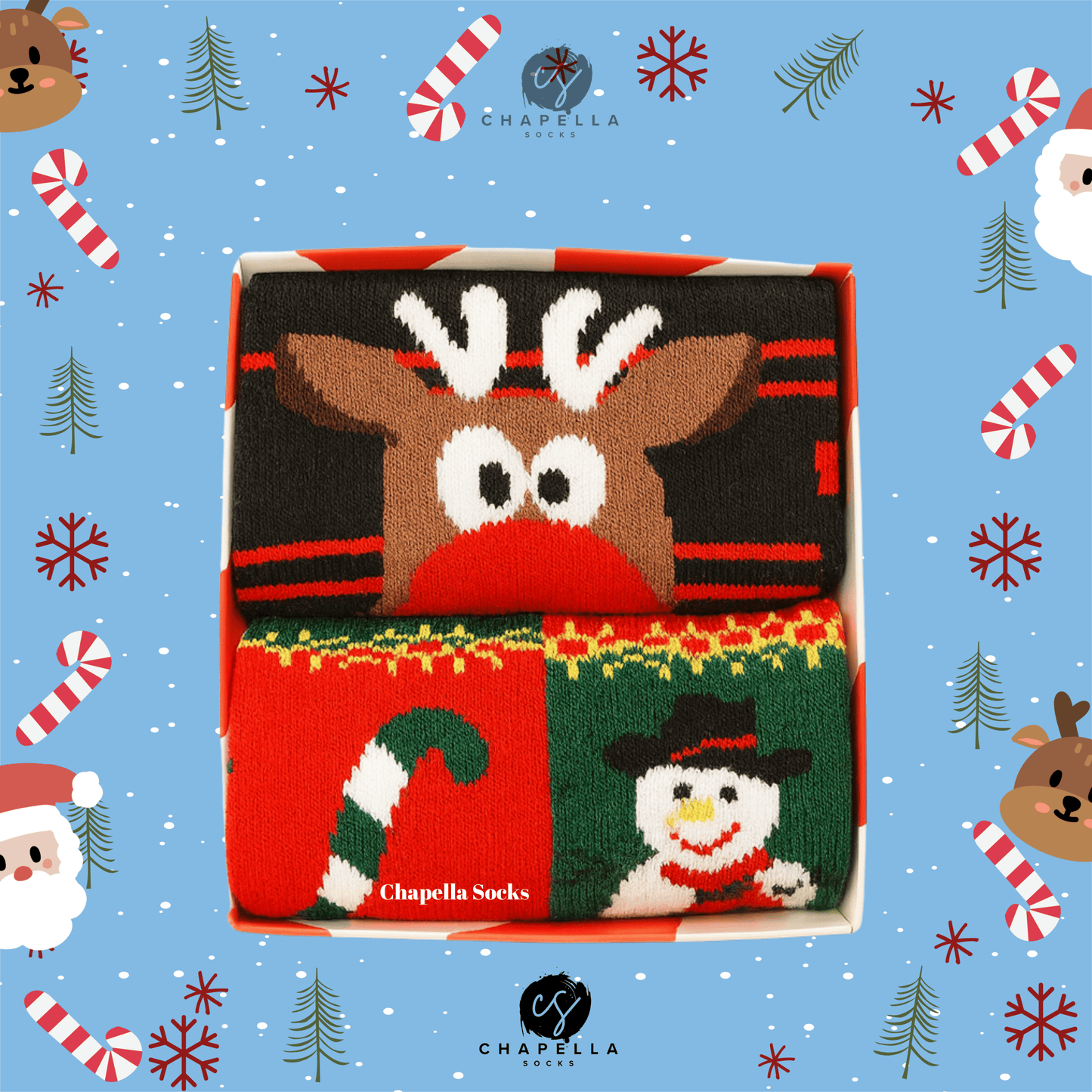 2-Pack Reindeer and Mixed Christmas Socks