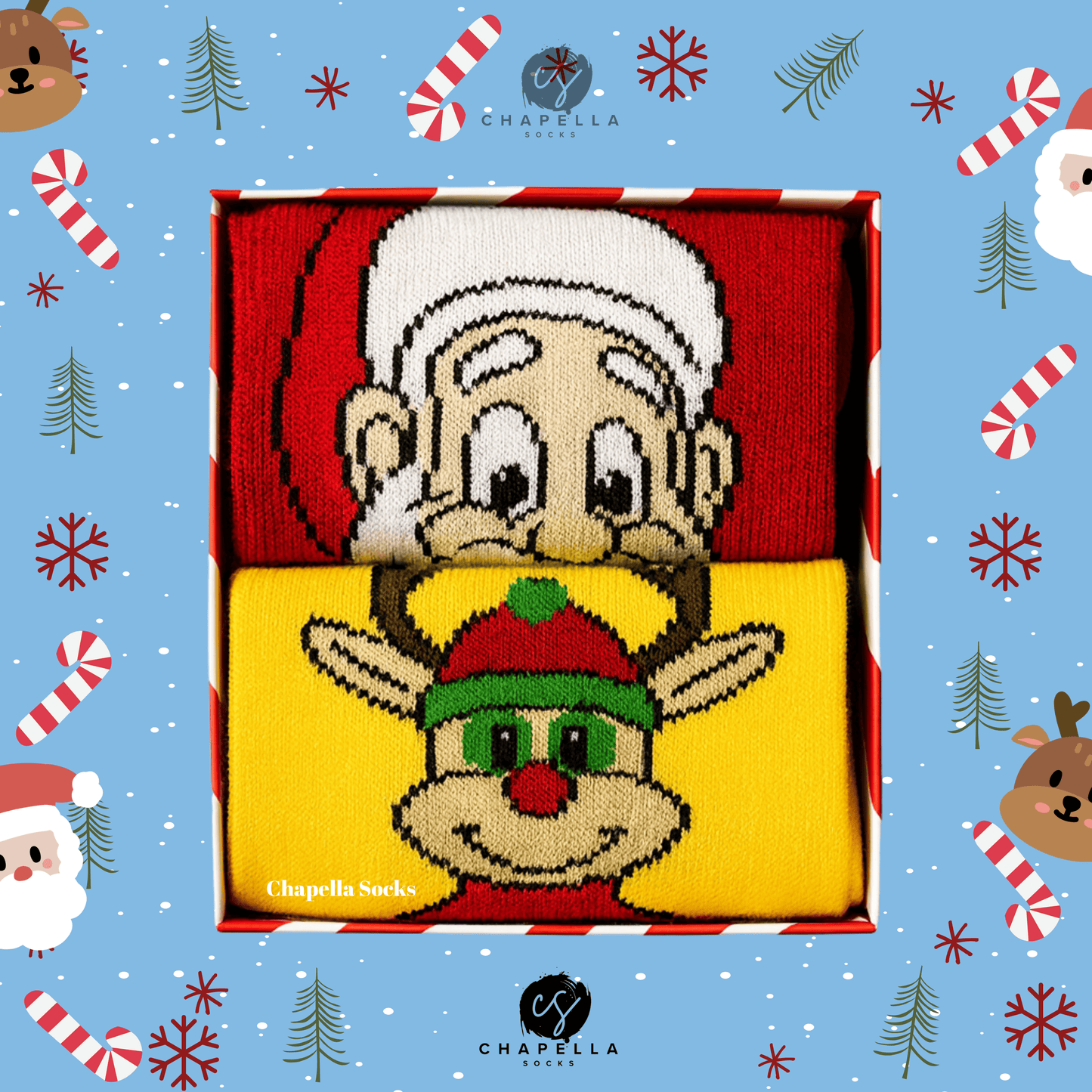 2'Li Geyik Ve Noel Baba Noel Christmas Yılbaşı Çorap