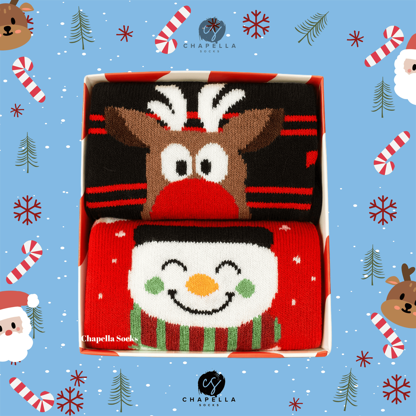 2'li Geyik Ve Kardan Adam Noel Christmas Yılbaşı Çorap