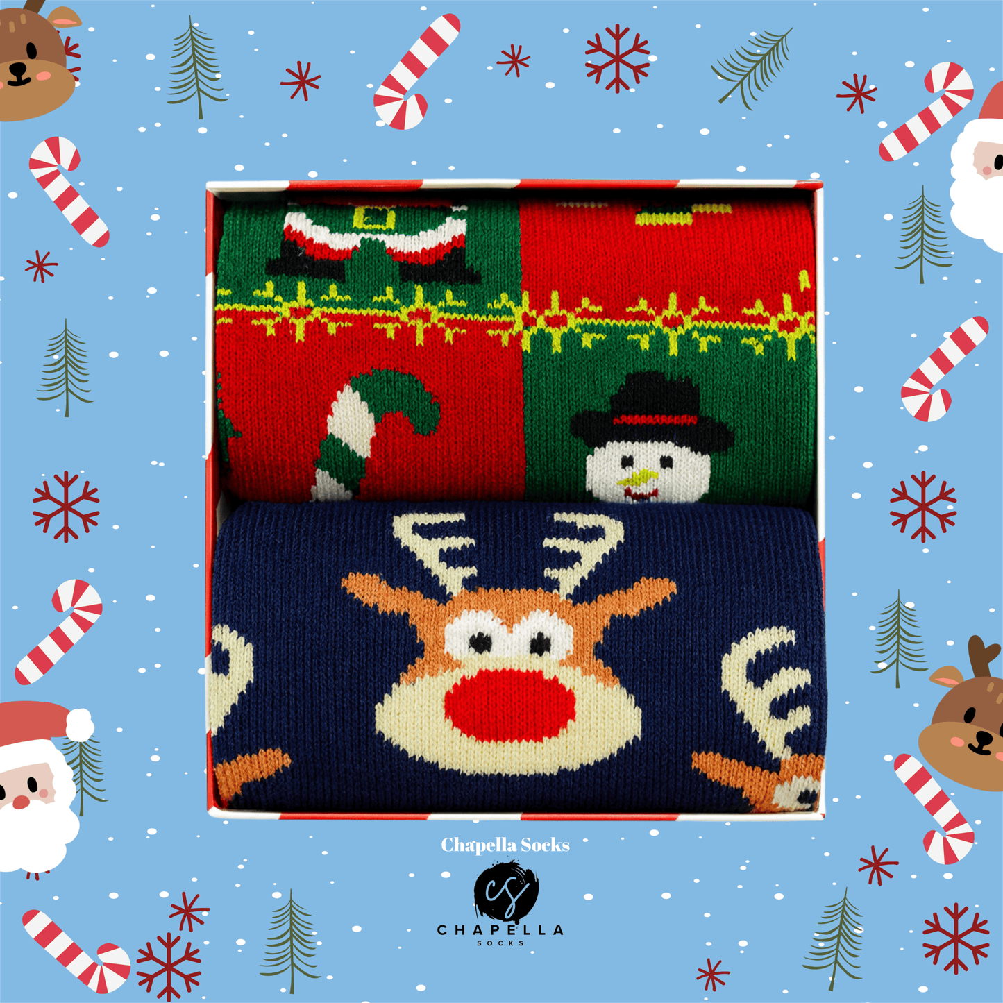 2'li Geyik ve Karışık Noel Christmas Yılbaşı Çorap