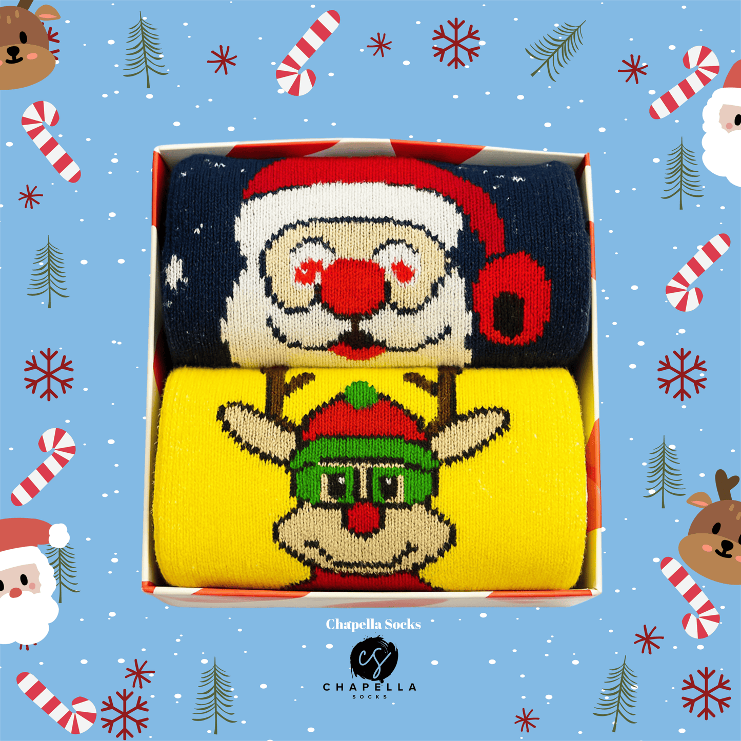 2'li Noel Baba ve Geyik Noel Christmas Yılbaşı Çorap