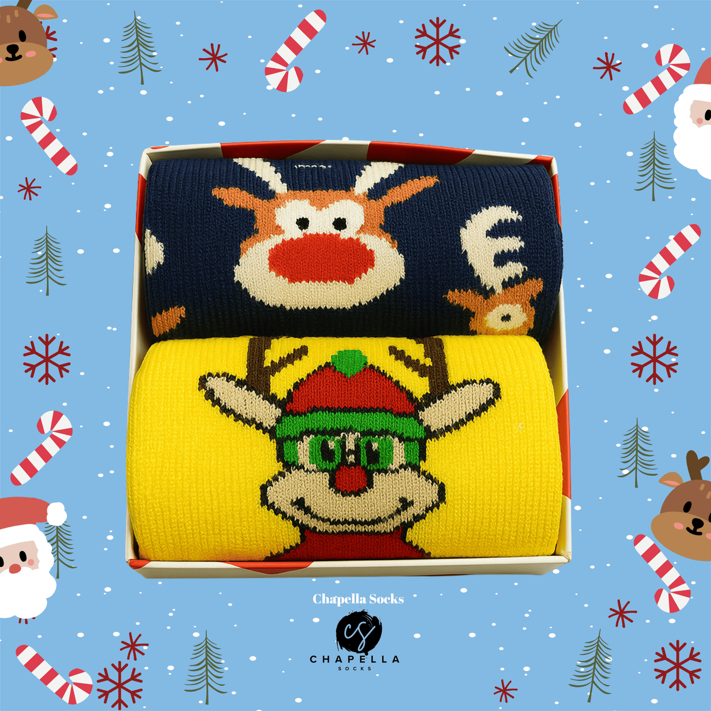 2'li Geyik Noel Christmas Yılbaşı Çorap