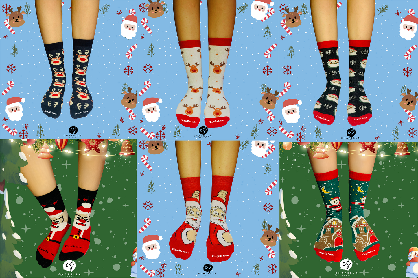 6'lı Kutulu Yılbaşı Çorap Set - Noel Christmas Yılbaşı Çorap Seti - Unisex 6’lı Yılbaşı Hediye Çorap Seti - Merry Christmas Socks Box