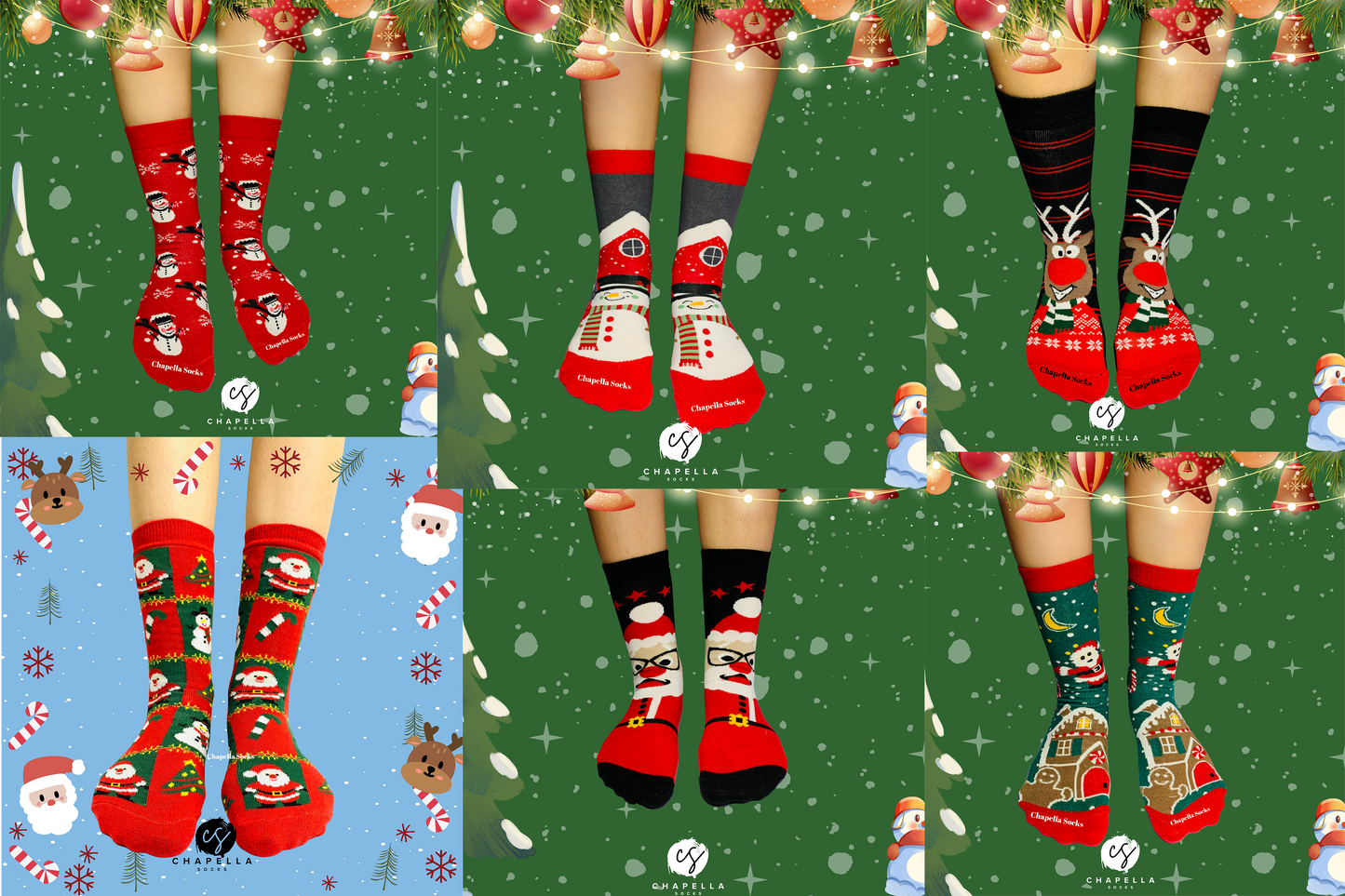 6'lı Kutulu Yılbaşı Çorap Set - Noel Christmas Yılbaşı Çorap Seti - Unisex 6’lı Yılbaşı Hediye Çorap Seti - Merry Christmas Socks Box