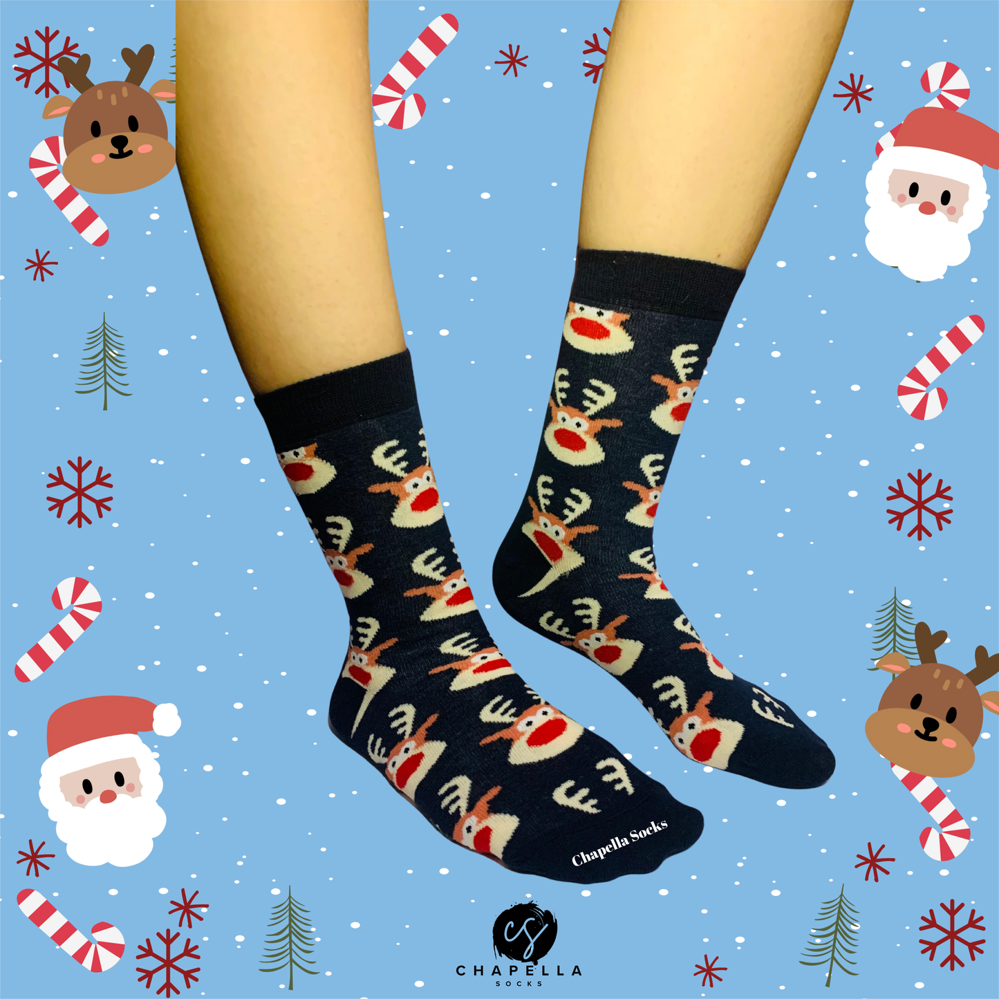 Geyik Desenli Noel Christmas Yılbaşı Çorap