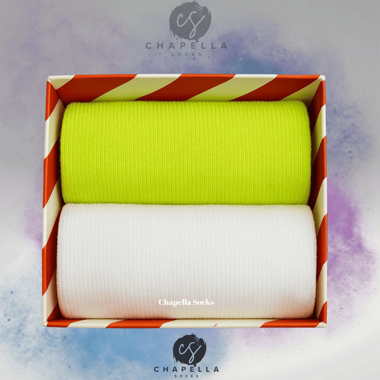 2-Pack Green and White Plain Color Tennis Socks