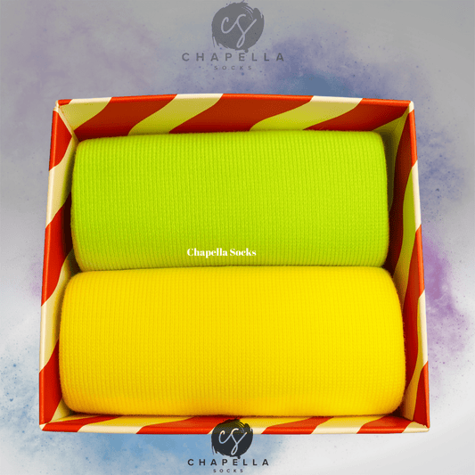 2'li Yeşil ve Sarı Düz Renkli Tenis Çorap