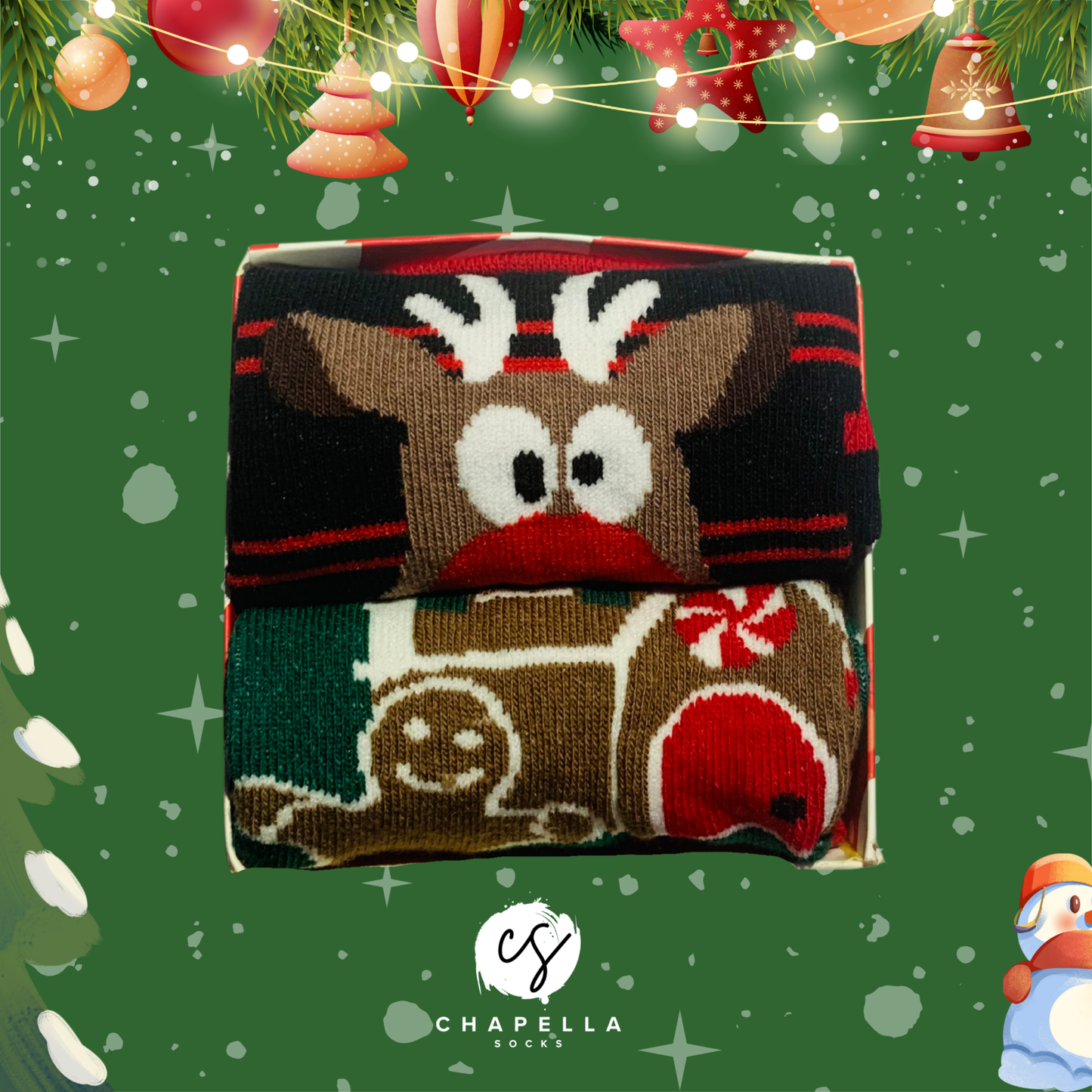 2'li Geyik ve Kurabiye Noel Christmas Yılbaşı Çorap