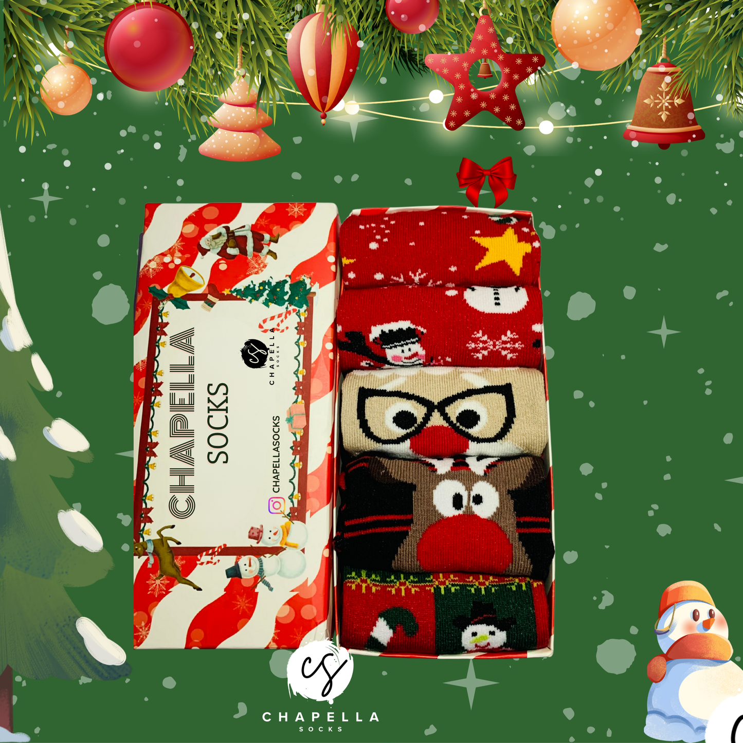 5'li Kutulu Yılbaşı Çorap Set - Noel Christmas Yılbaşı Çorap Seti - Unisex 5’li Yılbaşı Hediye Çorap Seti - Merry Christmas Socks Box