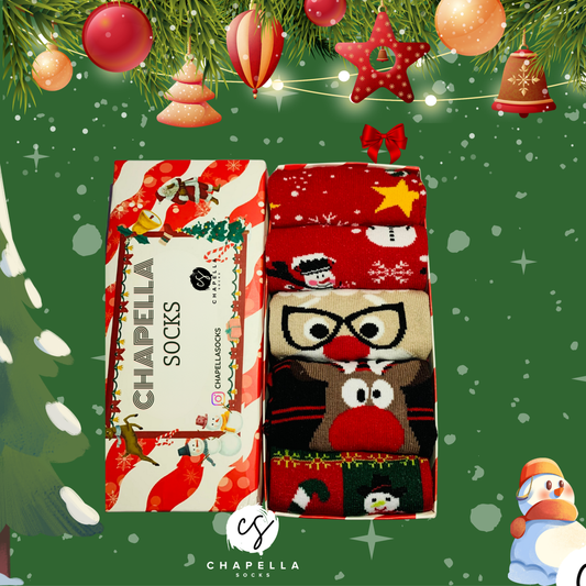 5'li Kutulu Yılbaşı Çorap Set - Noel Christmas Yılbaşı Çorap Seti - Unisex 5’li Yılbaşı Hediye Çorap Seti - Merry Christmas Socks Box