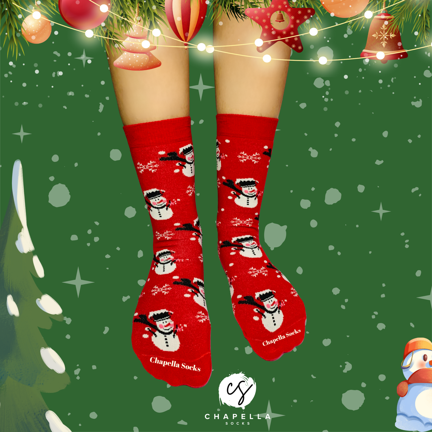 2-Pack Deer and Snowman Christmas Socks