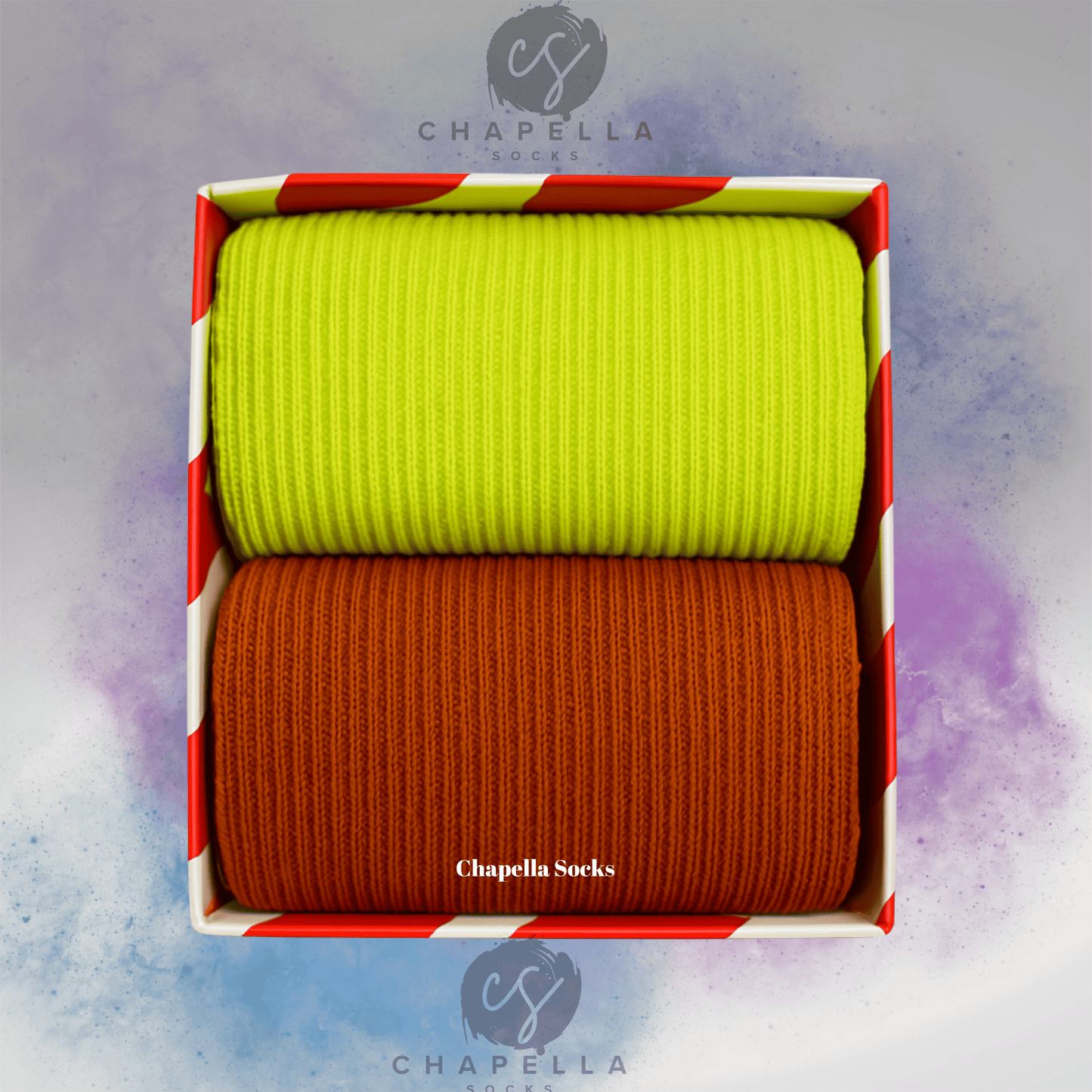 2-Pack Green and Red Plain Colored Tennis Socks