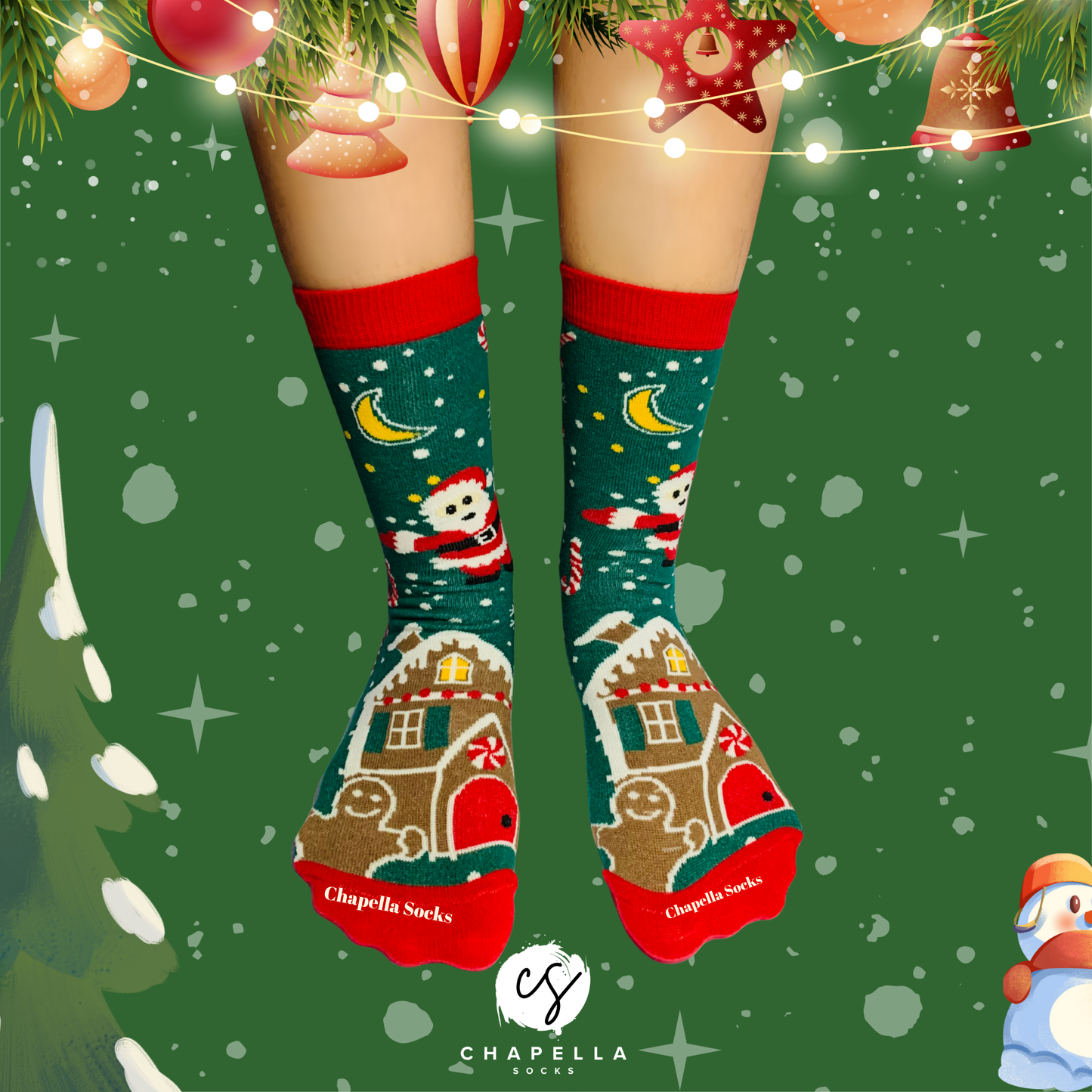 2-Pack Santa Claus and Cookie Patterned Christmas Socks