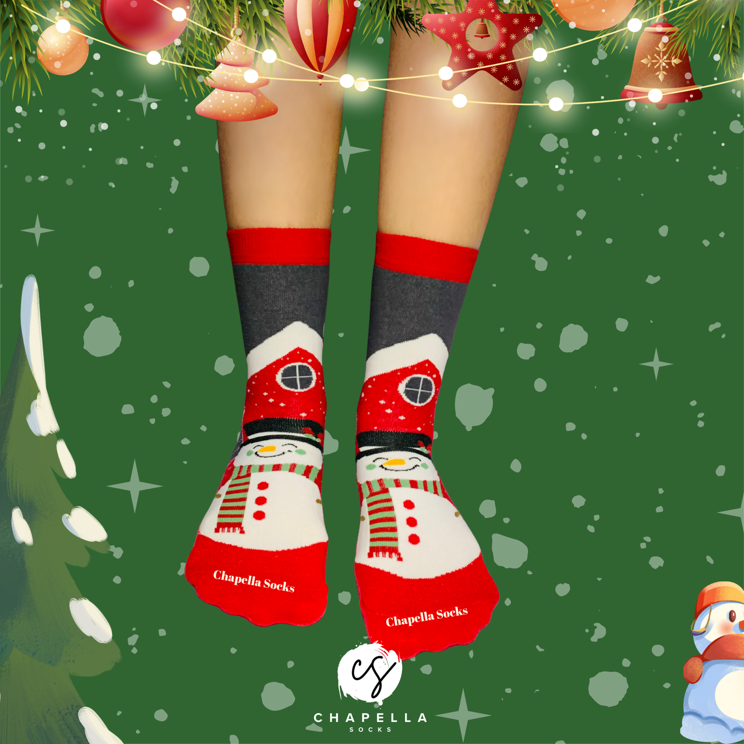 2'li Kardan Adam ve Kurabiye Desenli Noel Christmas Yılbaşı Çorap