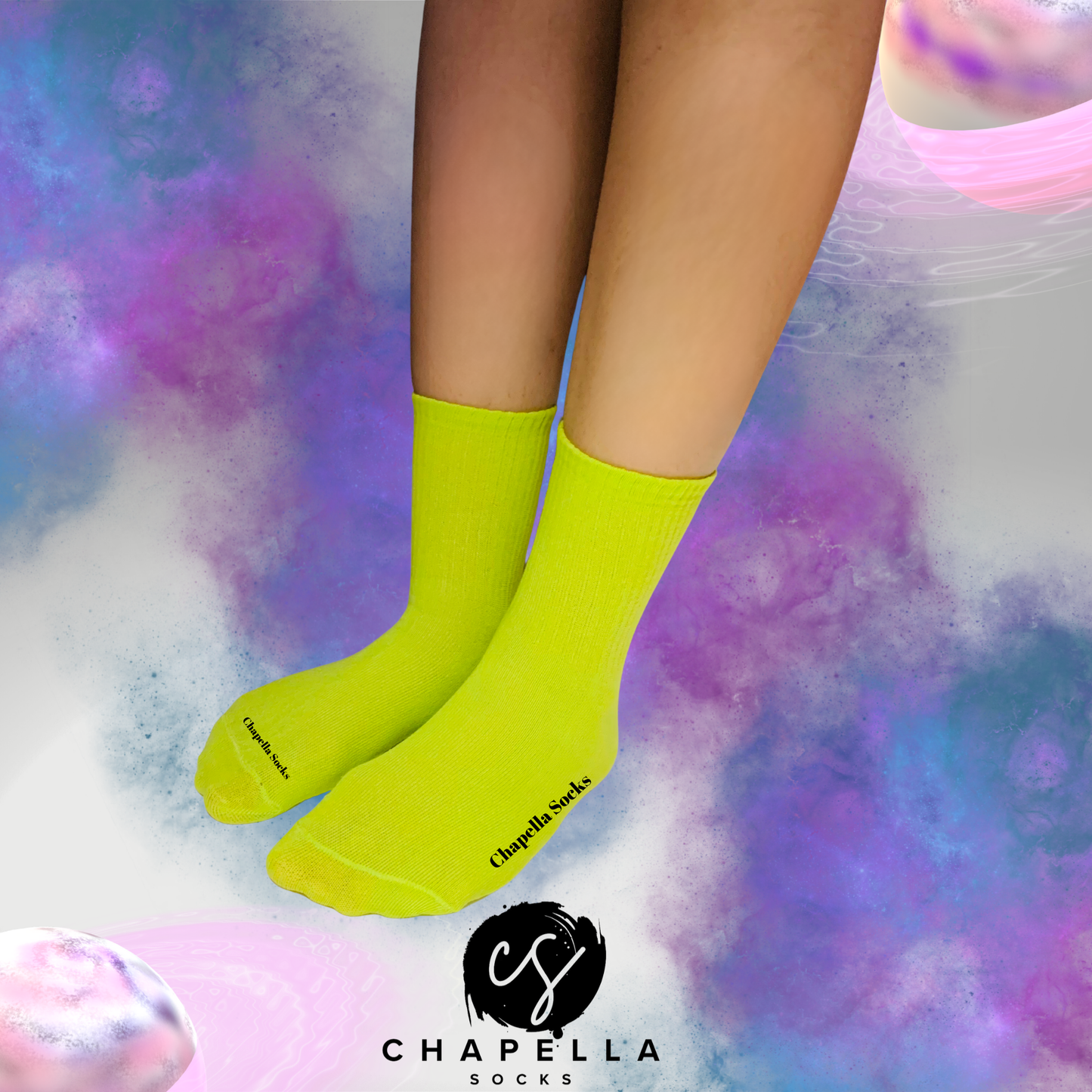 2-Pack Green and White Plain Color Tennis Socks