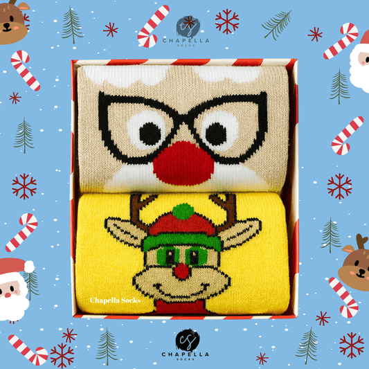 2-Piece Reindeer and Santa Claus Christmas Socks