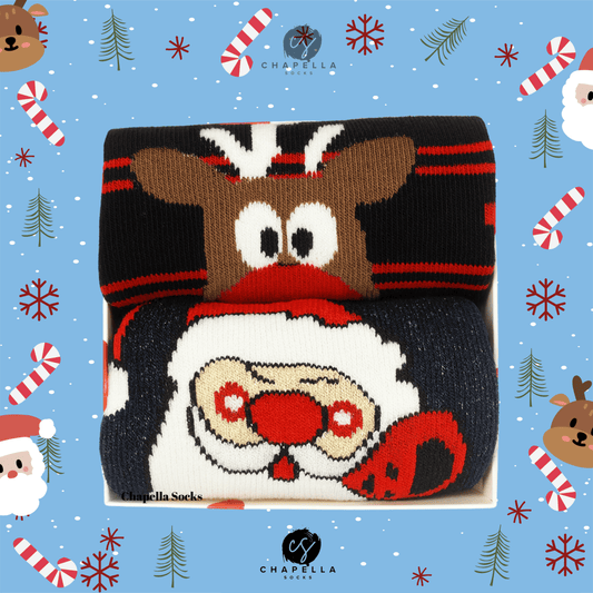 2-Pack Santa Claus and Reindeer Christmas Christmas Socks