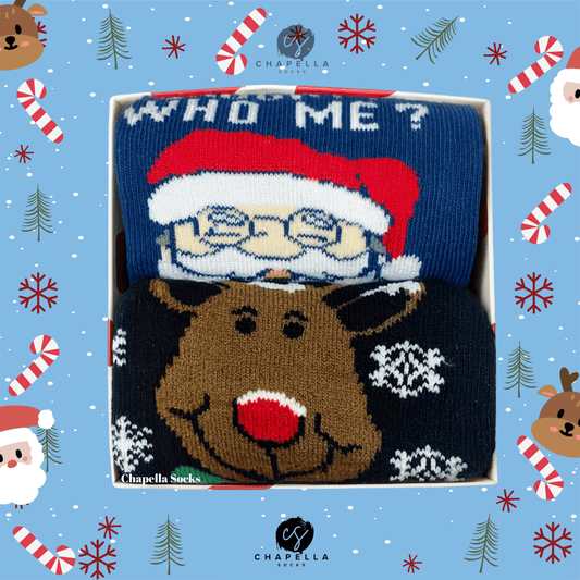 2-Pack Santa Claus and Reindeer Christmas Christmas Socks