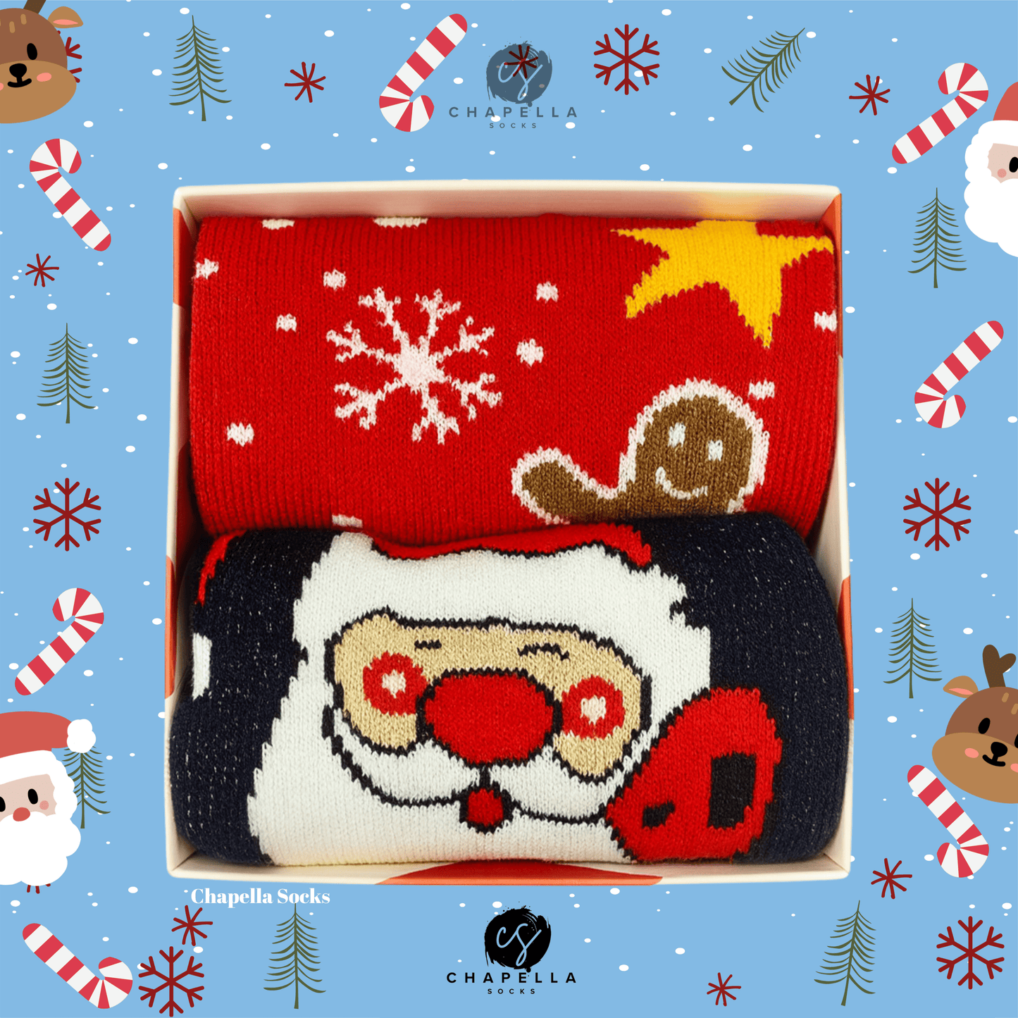 2-Pack Santa Claus and Cookie Christmas Christmas Socks