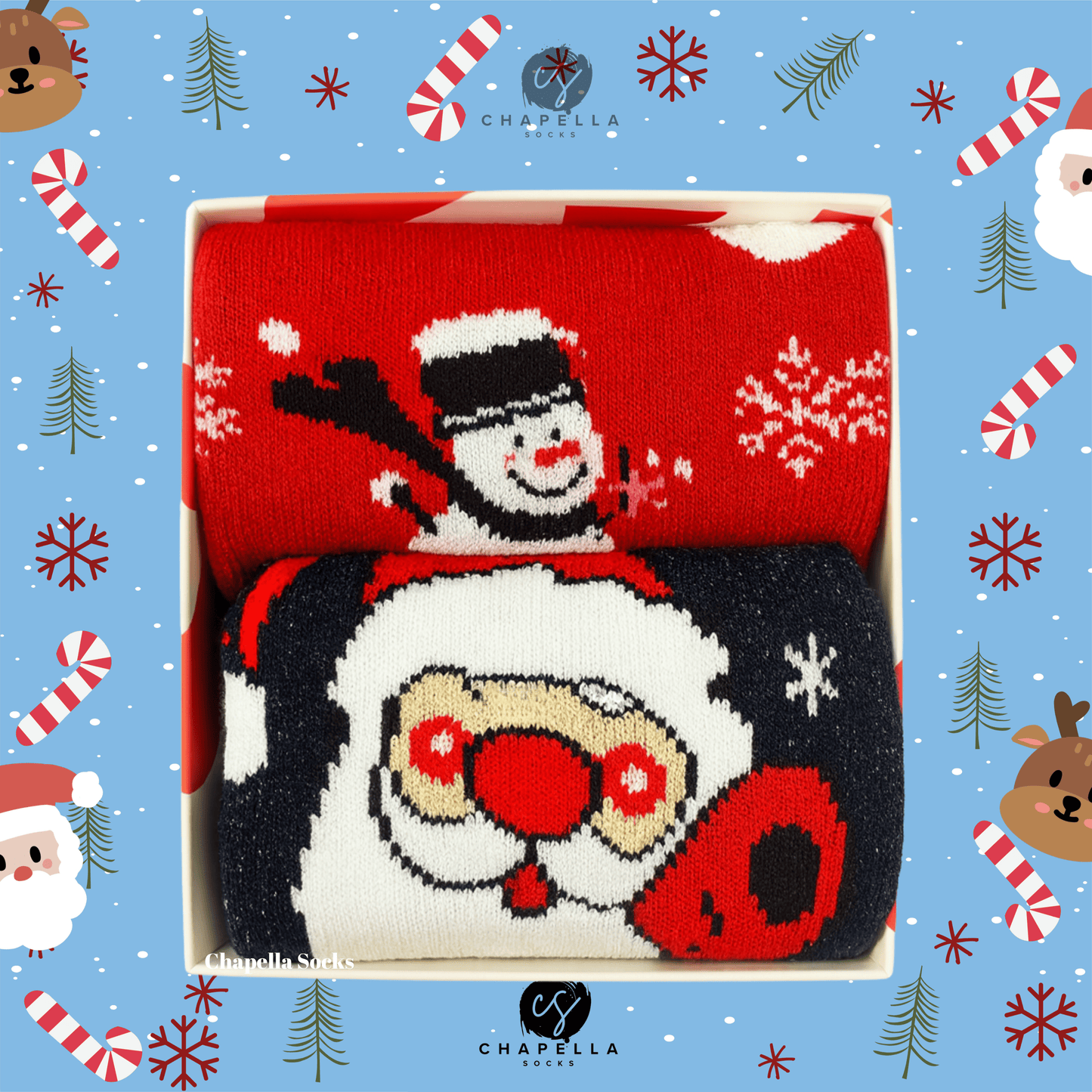 2-Pack Santa Claus and Snowman Christmas Socks