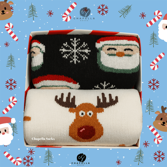 2'li Geyik ve Noel Baba Noel Christmas Yılbaşı Çorap