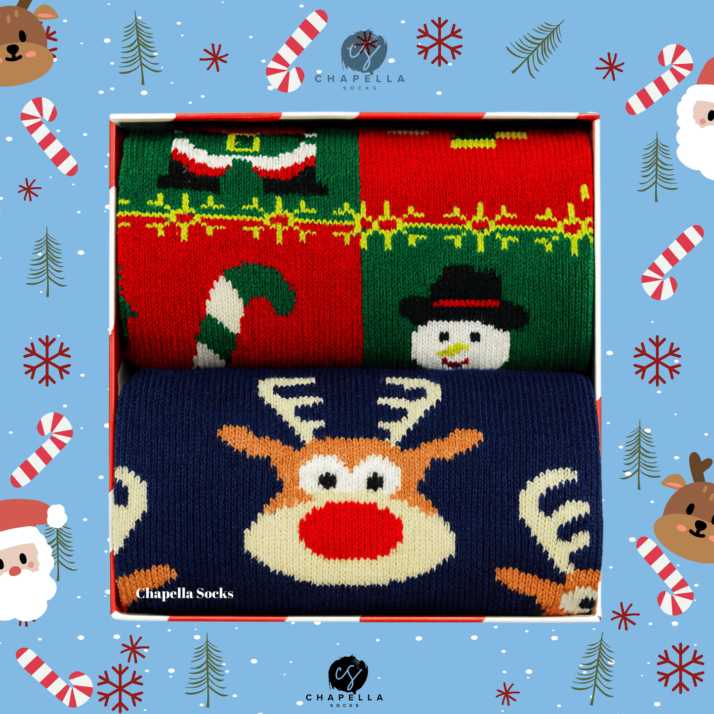 2'li Geyik ve Karışık Noel Christmas Yılbaşı Çorap