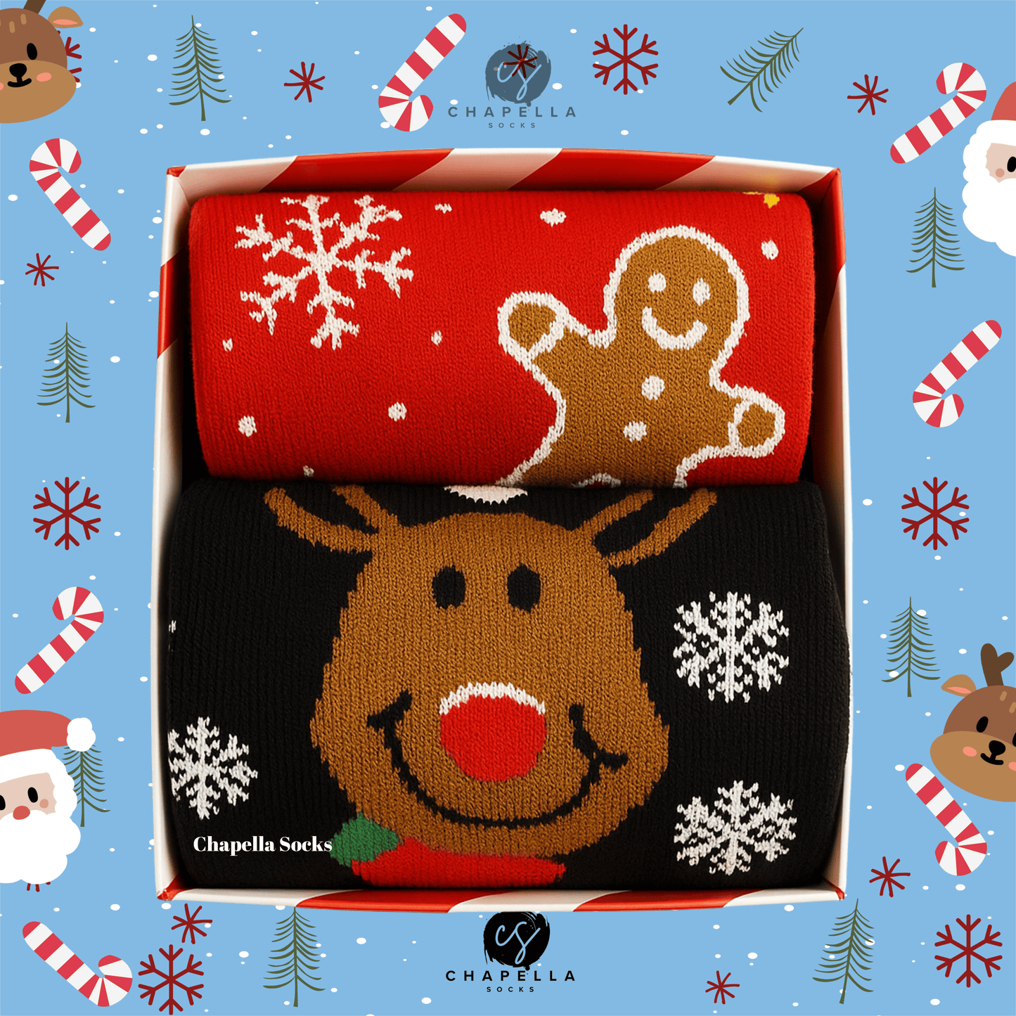 2'li Geyik ve Kurabiye Noel Christmas Yılbaşı Çorap